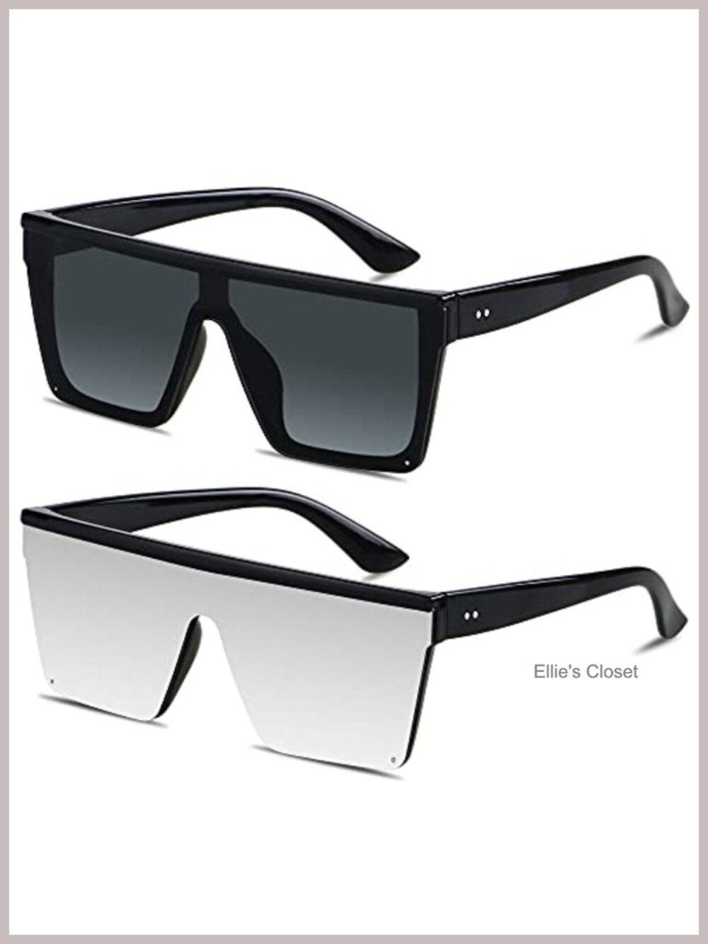 Oversized Square Flat Top Shield Sunglasses Full UV Protection